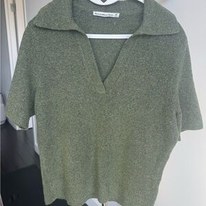 Abercrombie & Fitch Heather Olive Short Sleeve Polo Top